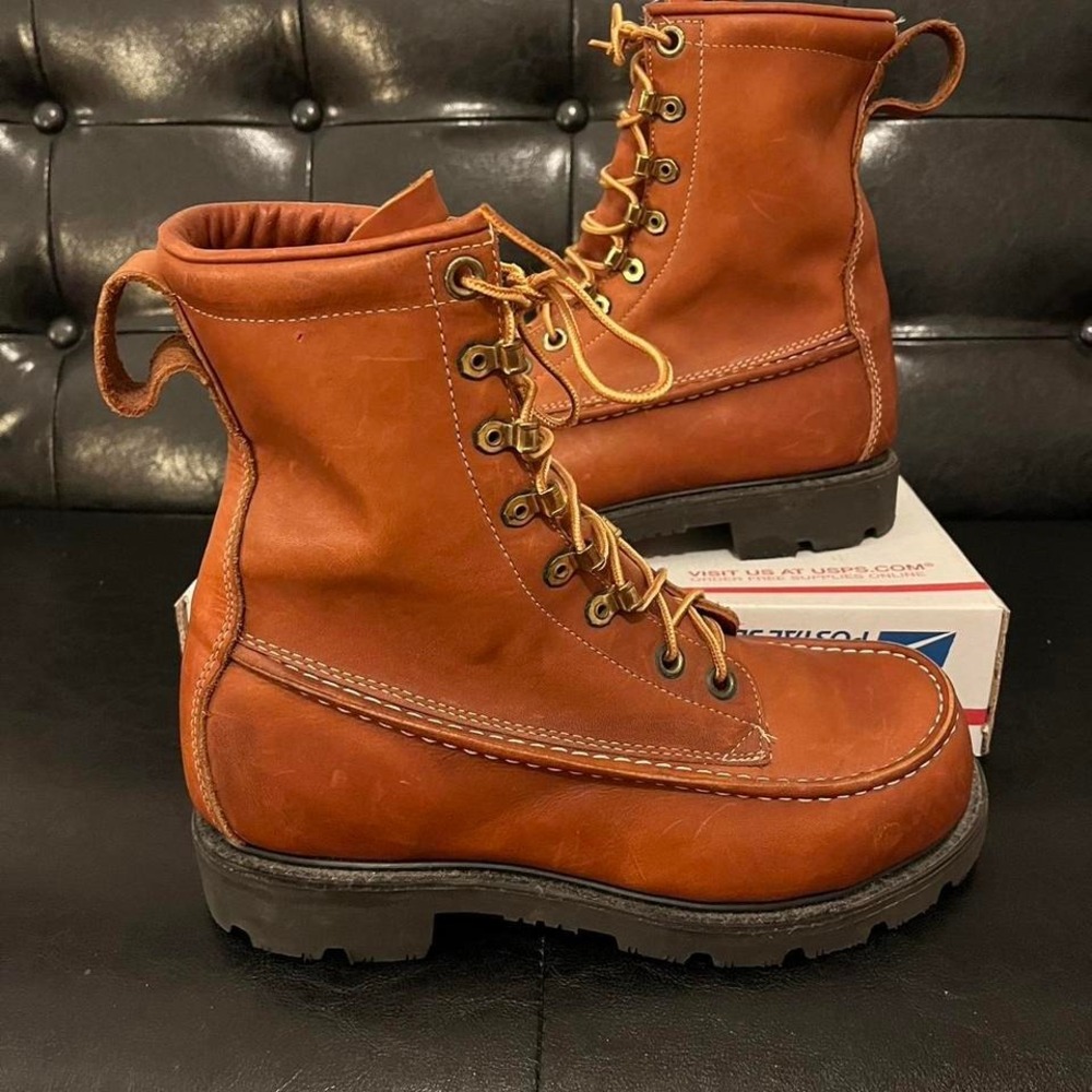 Lehigh 100 Vintage 70s/80s USA-Made Moc Toe Work Boots Size 9EEE